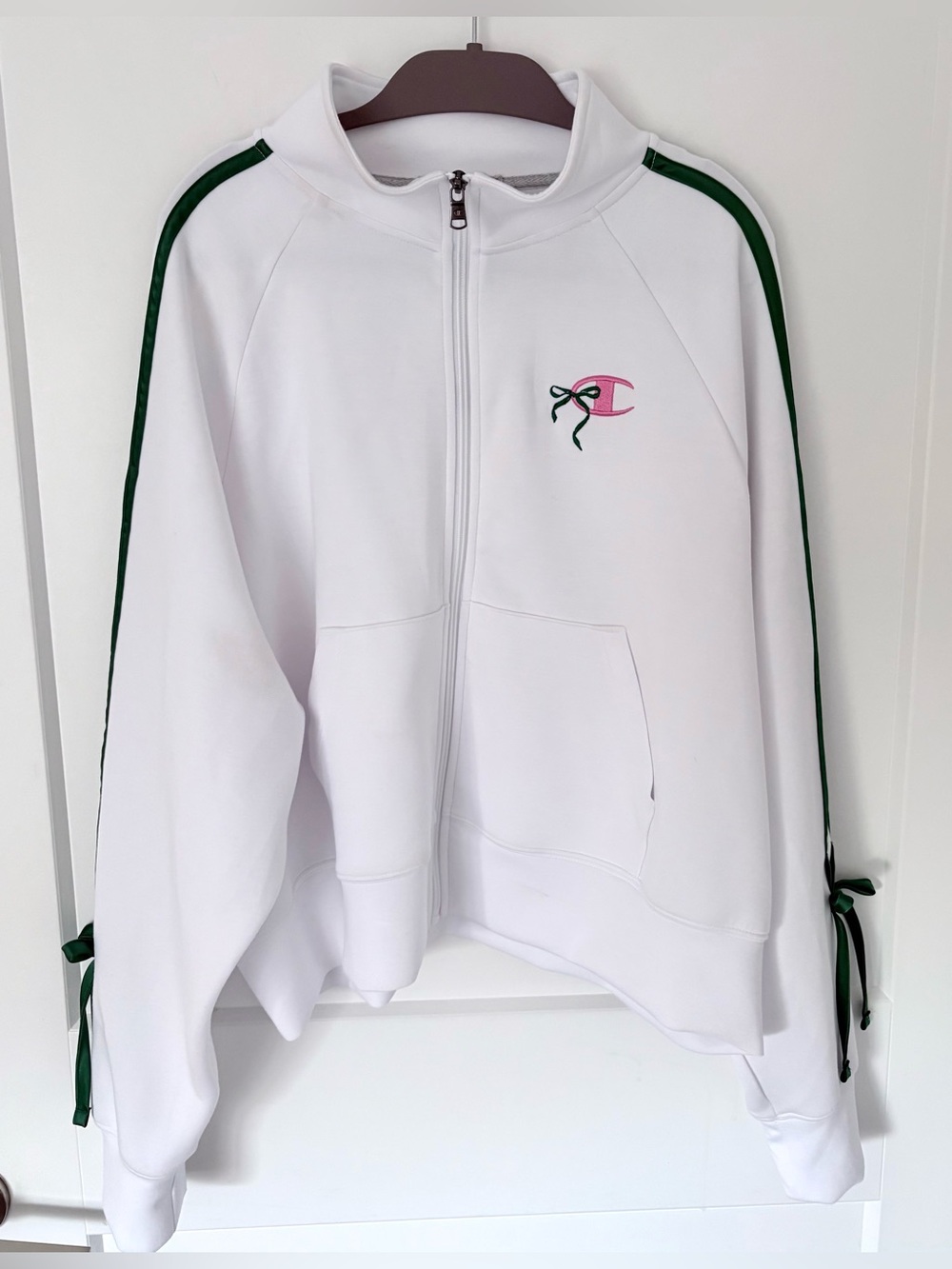 NWT Champion x “In the Stands” White Track Jacket Bows Green Stripe XL (AS IS)